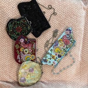 Beaded and Embroidered Women's Clutch Set - Multicolor